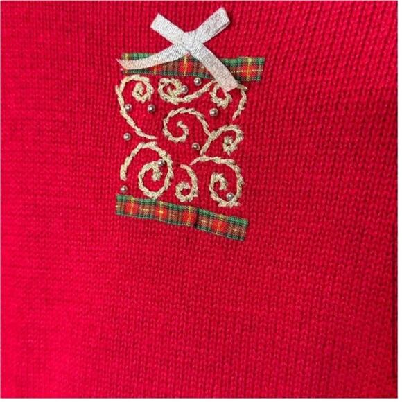 Vintage‎ Christmas Sweater Ramie/Cotton Knit Sweater Cardigan M Ugly Festive - Picture 4 of 6